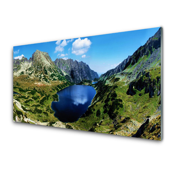 Skleněný obraz Modré jezero v horách