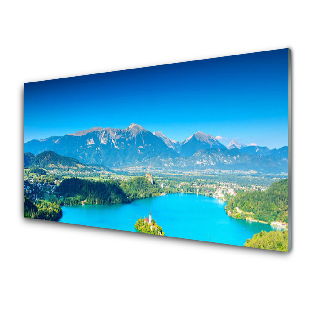 Skleněný obraz Modré jezero Pohled na hory