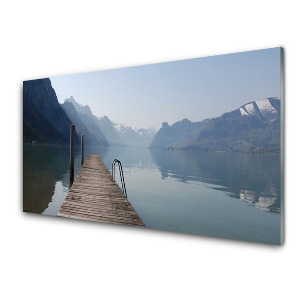 Skleněný obraz na zeď Molo Jezero Hory