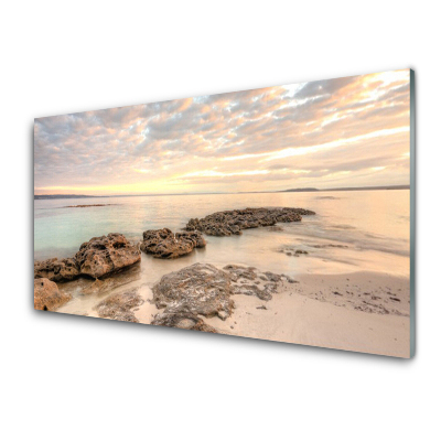 Moderní skleněný obraz Pastelové mraky na pobřeží