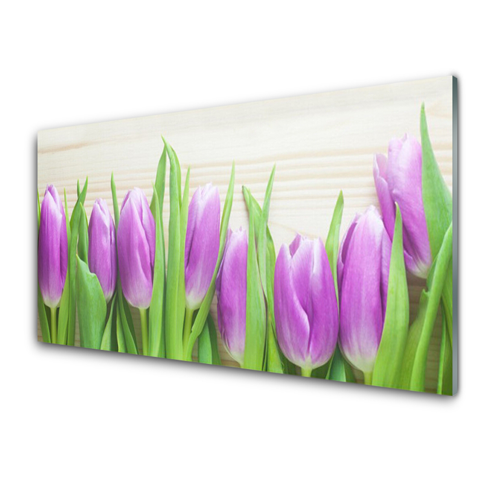 Skleněný obraz Fialové tulipány Květy Natura