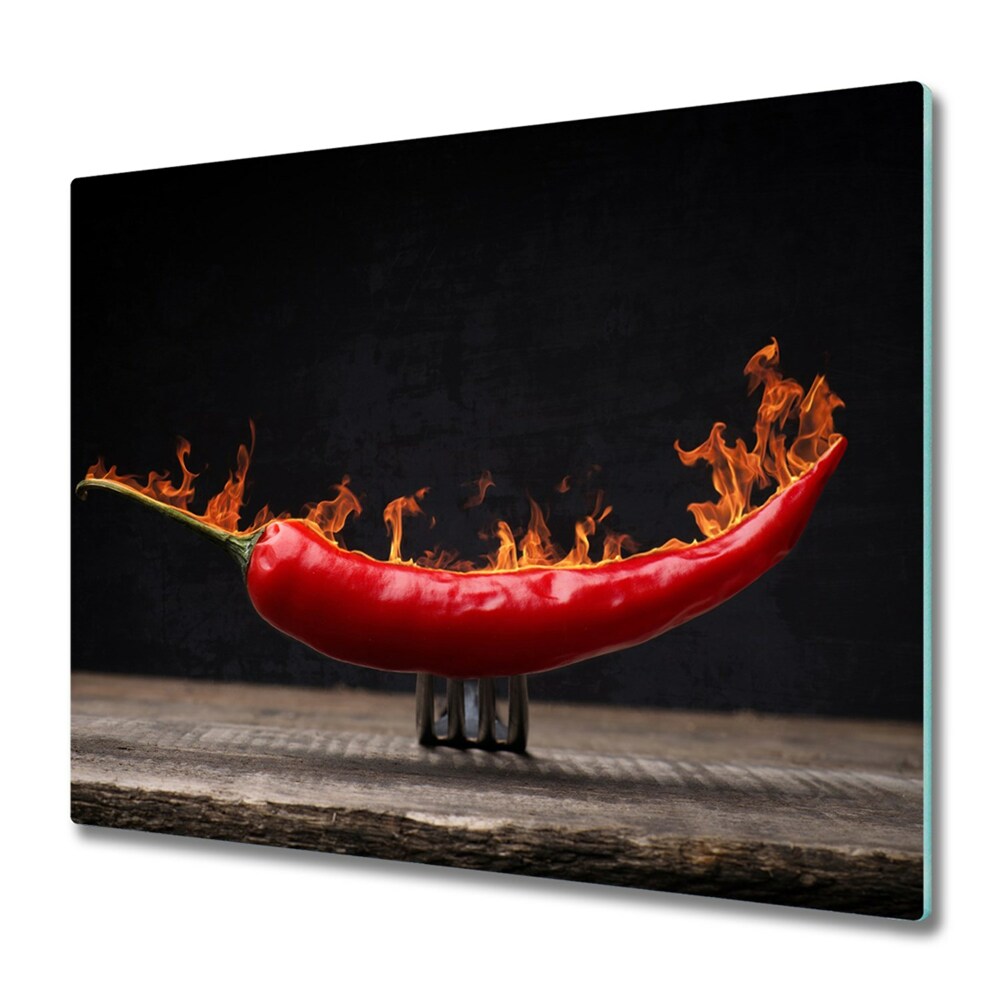 Skleněná deska do kuchyně Hořící chilli
