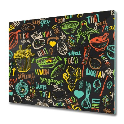 Skleněná deska do kuchyně Kreslené jídlo