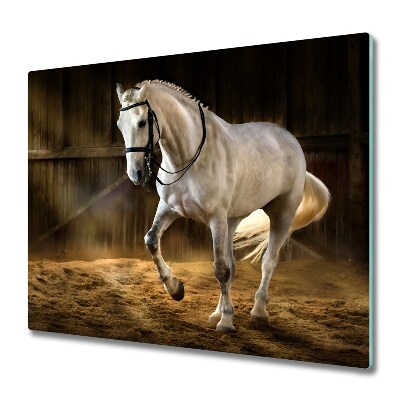 Skleněné krájecí prkénko Kůň ve stáji