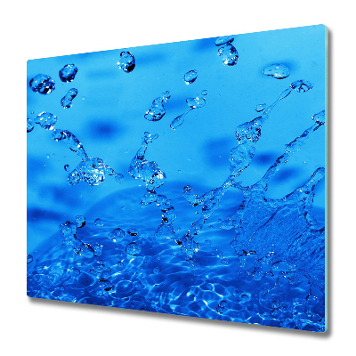 Krájecí prkénko skleněné Kapky vody na modrém pozadí