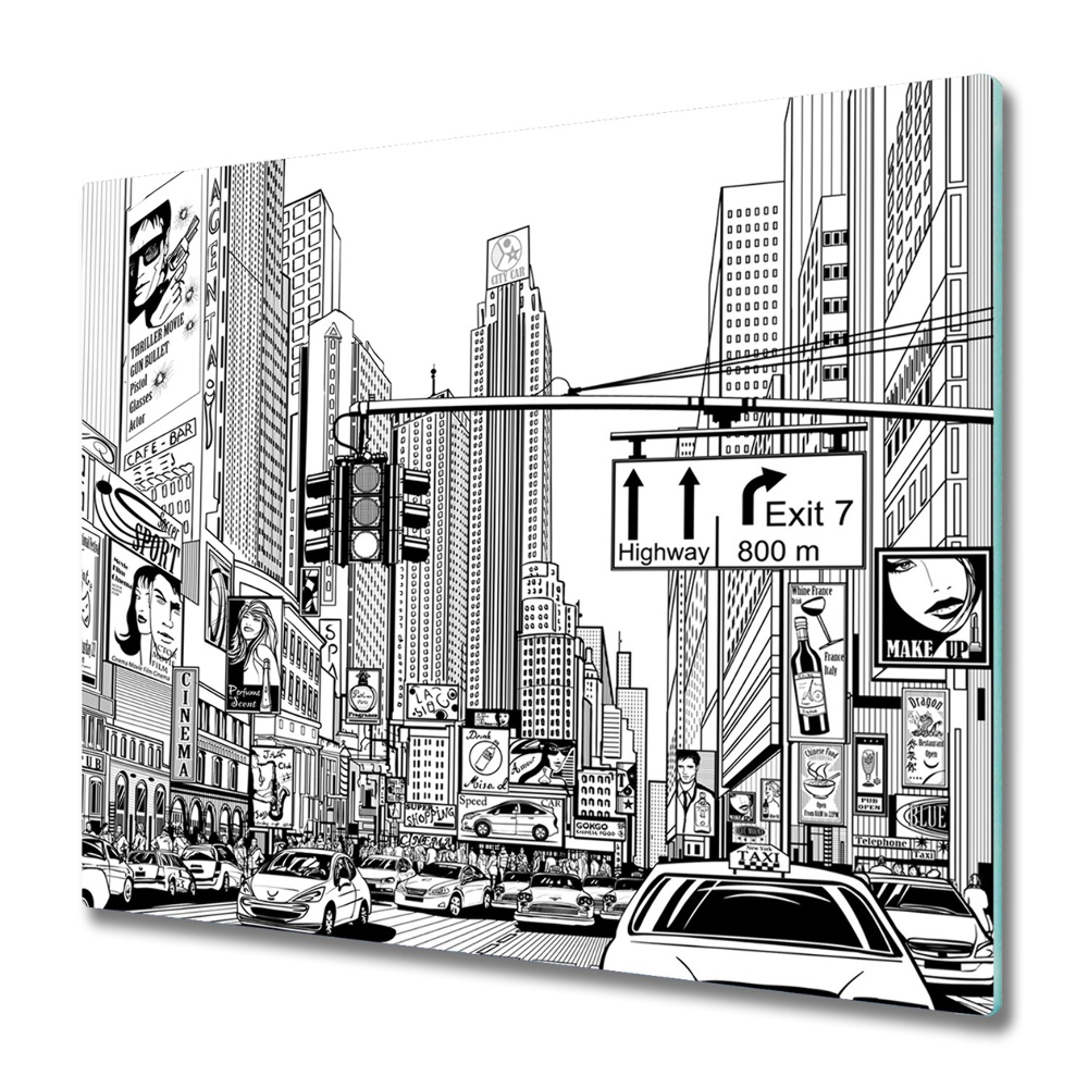 Krájecí prkénko skleněné Cartoon Street v New Yorku