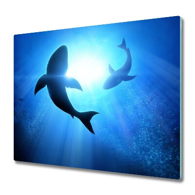 Krájecí prkénko skleněné Žraloci pod vodou