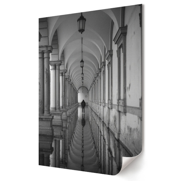 Plakát na zeď Osamělá cesta v monochromatickém světě