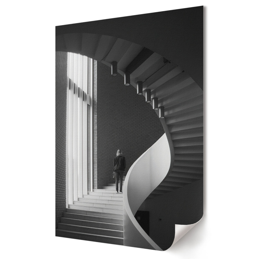 Plakát na zeď Elegance točitého schodiště v monochromatickém stylu