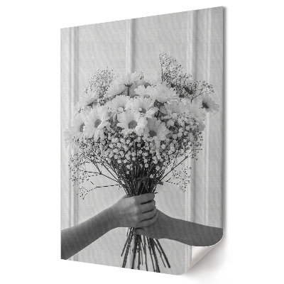 Moderní grafika na plátně Elegance květin v černé a bílé