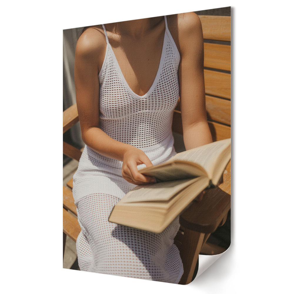 Moderní grafika na plátně Relaxace s knihou na slunci
