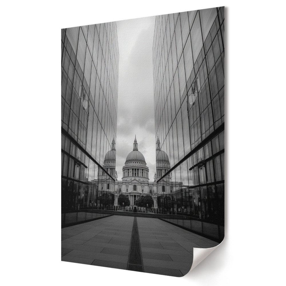 Moderní grafika na plátně Kontrastní architektura: St. Paul's v zrcadle