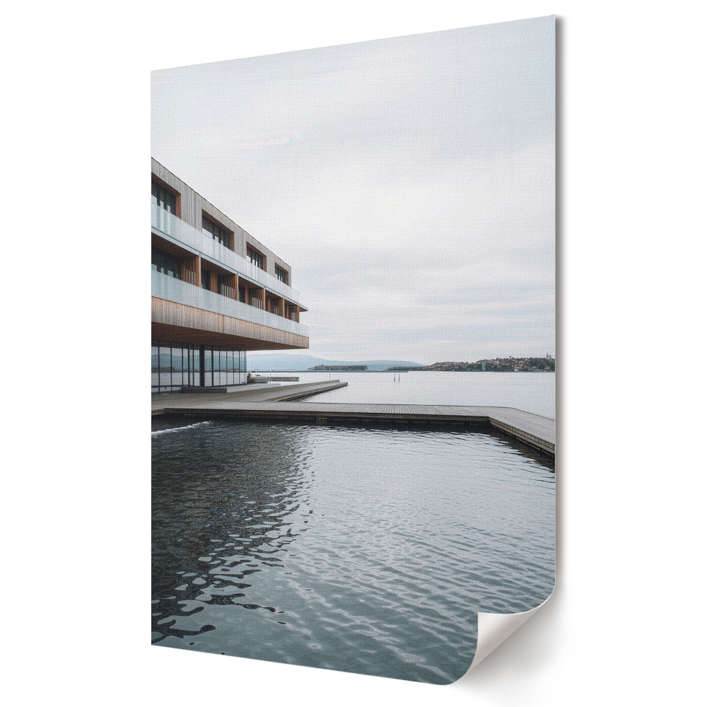 Nástěnná grafika na plátně Moderní architektura u vody