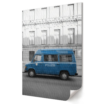 Plakát na zeď Modré policejní auto v městské krajině