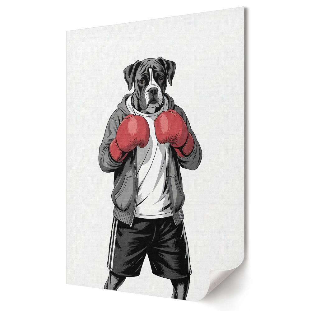 Moderní grafika na plátně Boxerský pes v boxerských rukavicích