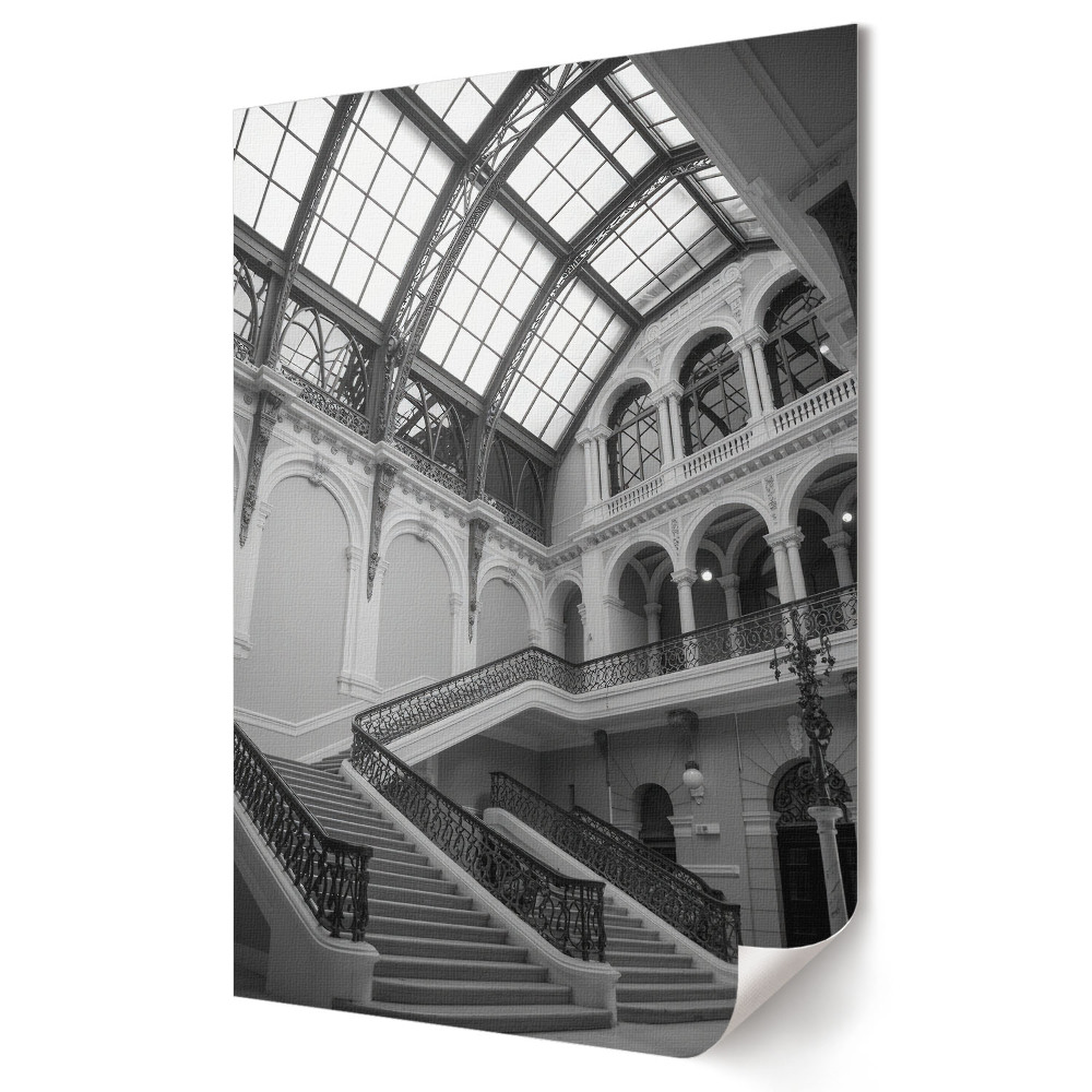 Moderní grafika na plátně Elegance architektury v černé a bílé