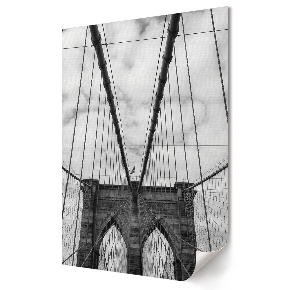 Moderní grafika na plátně Brooklynský most v černobílé perspektivě