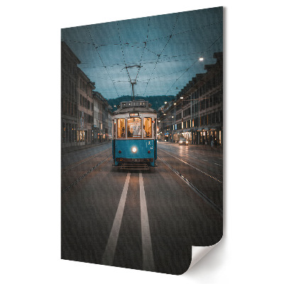 Plakát na zeď Noční tramvaj v městské krajině