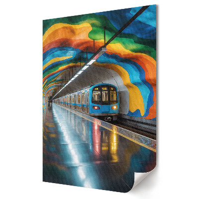 Nástěnná grafika na plátně Barevný tunel metra ve městě