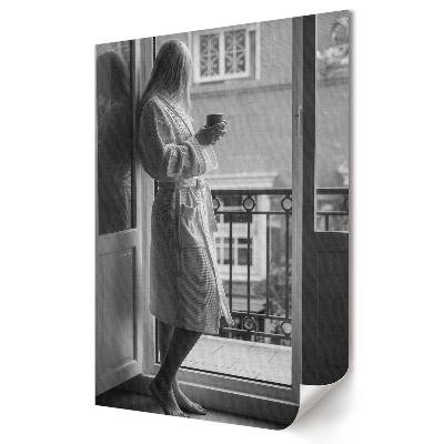 Moderní grafika na plátně Ranní kávová chvilka u okna