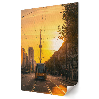 Plakát na zeď Západ slunce nad berlínskou tramvají