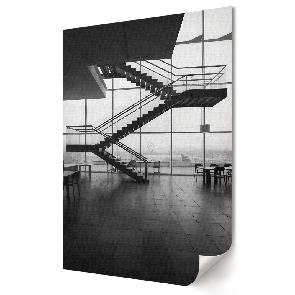 Moderní grafika na plátně Moderní schodiště v monochromatickém stylu