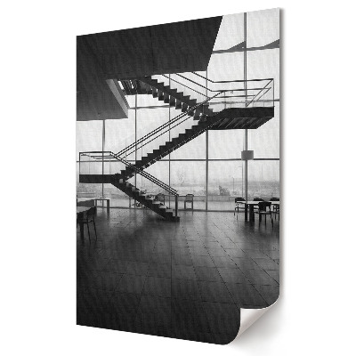Moderní grafika na plátně Moderní schodiště v monochromatickém stylu