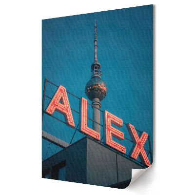 Moderní grafika na plátně Berlín: Neonový nápis a věž