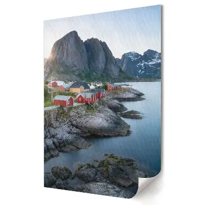 Moderní obraz na plátně Malebné chatky na norském fjordu