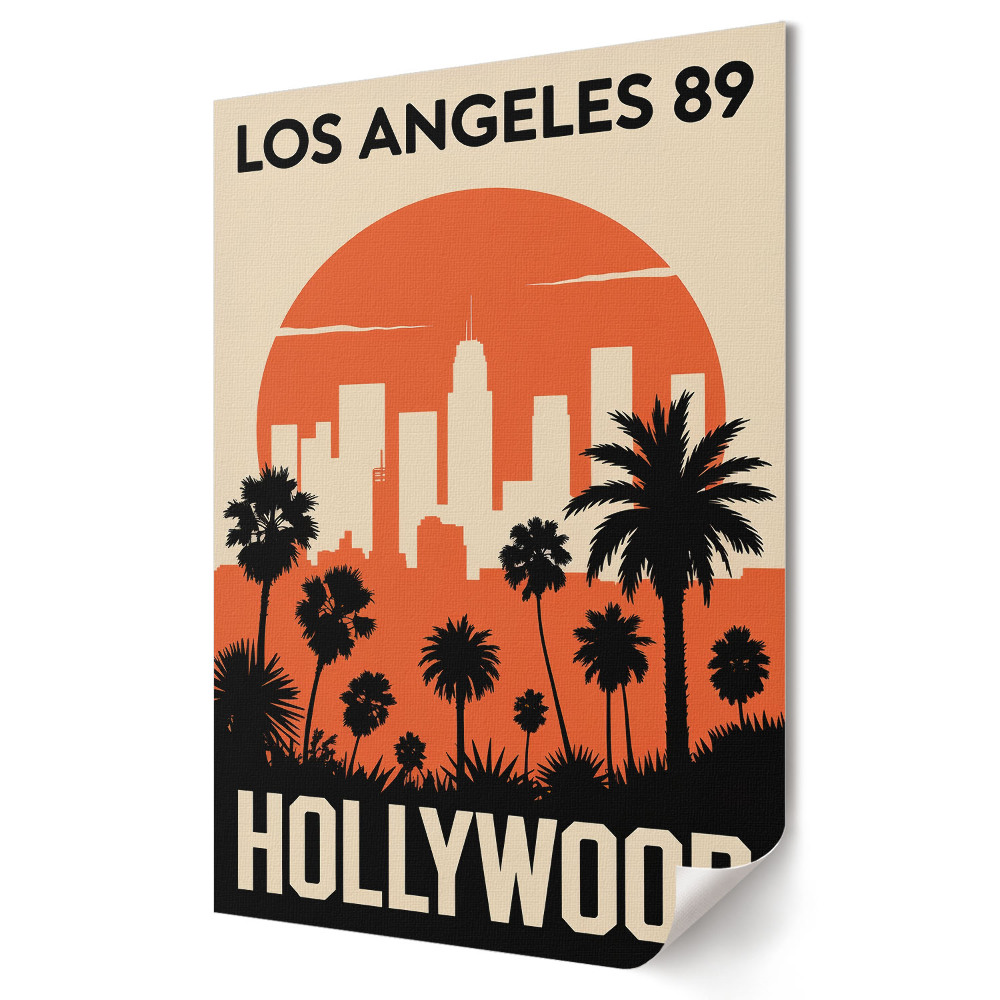 Moderní grafika na plátně Atmosférické Los Angeles 80. let.