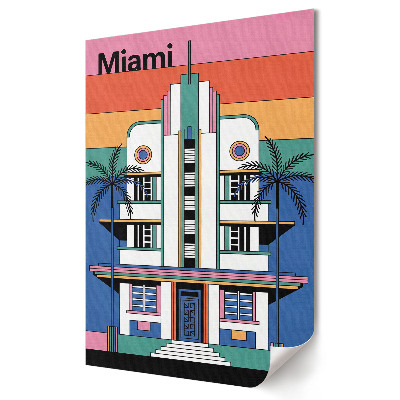 Nástěnná grafika na plátně Barevná retro architektura Miami