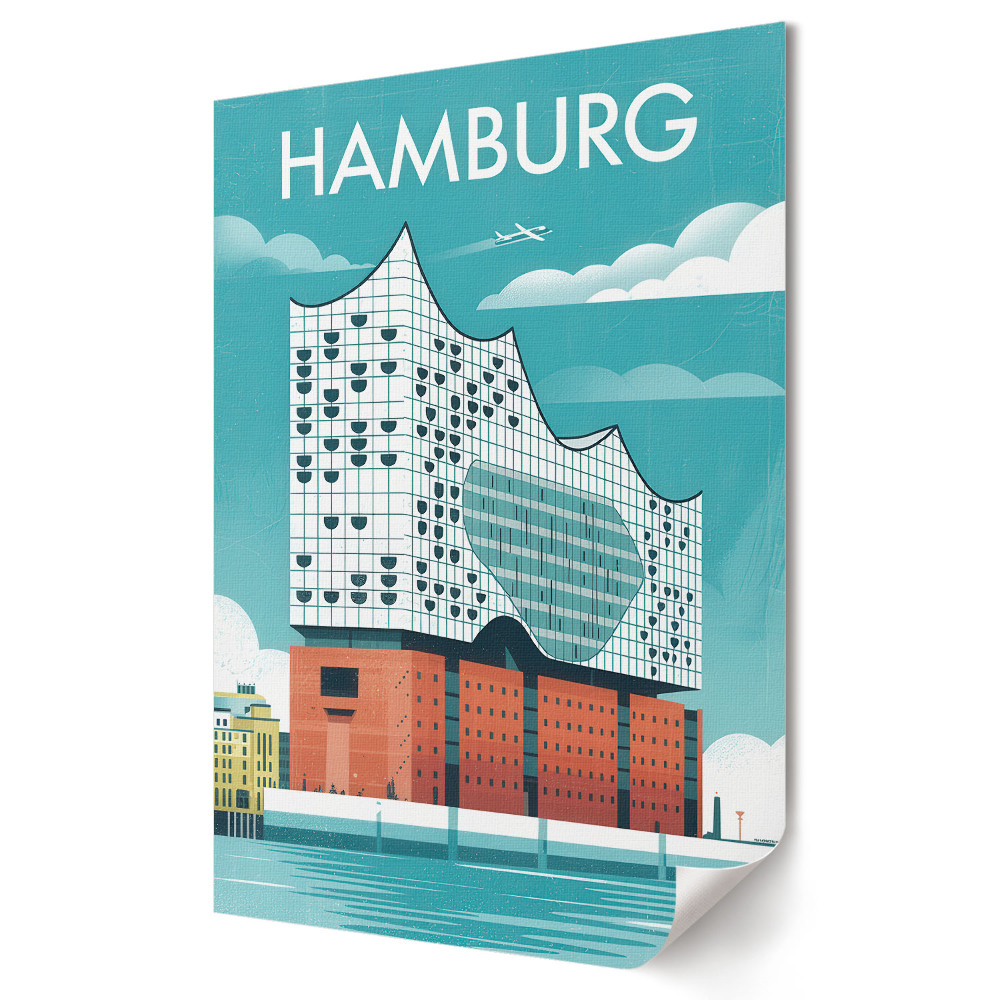 Tisk na plátno Moderní architektura Hamburku v ilustraci