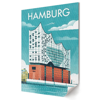 Tisk na plátno Moderní architektura Hamburku v ilustraci