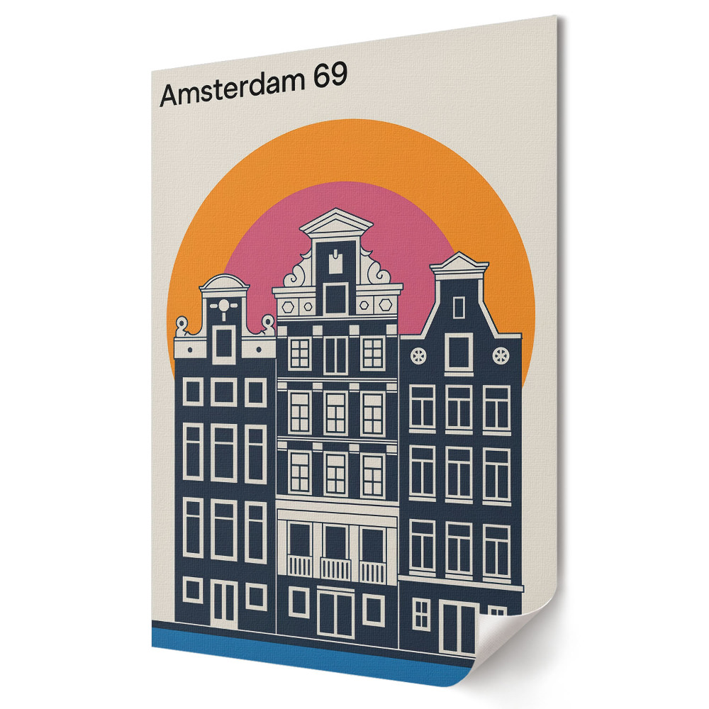Tisk na plátno Retro činžovní domy v Amsterdamu