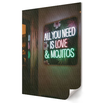 Plakát na zeď Láska a mojito v neonovém světle