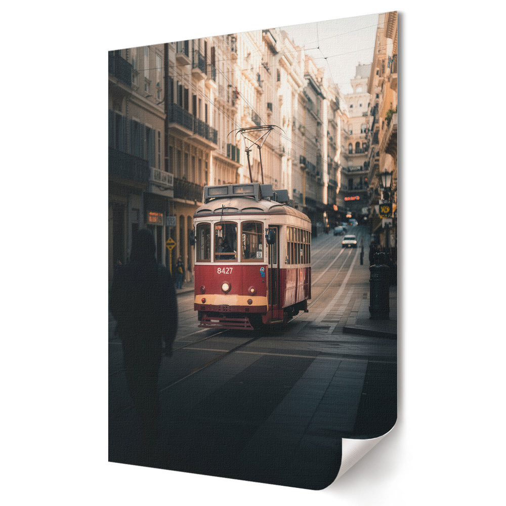 Nástěnná grafika na plátně Tramvaj v městské krajině