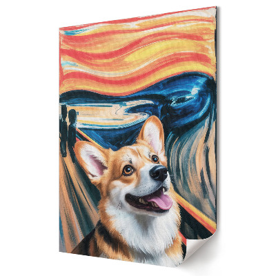 Nástěnná grafika na plátně Corgi ve stylu abstraktního expresionismu