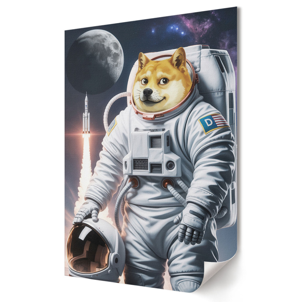 Plakát na zeď Psí astronaut na vesmírné misi