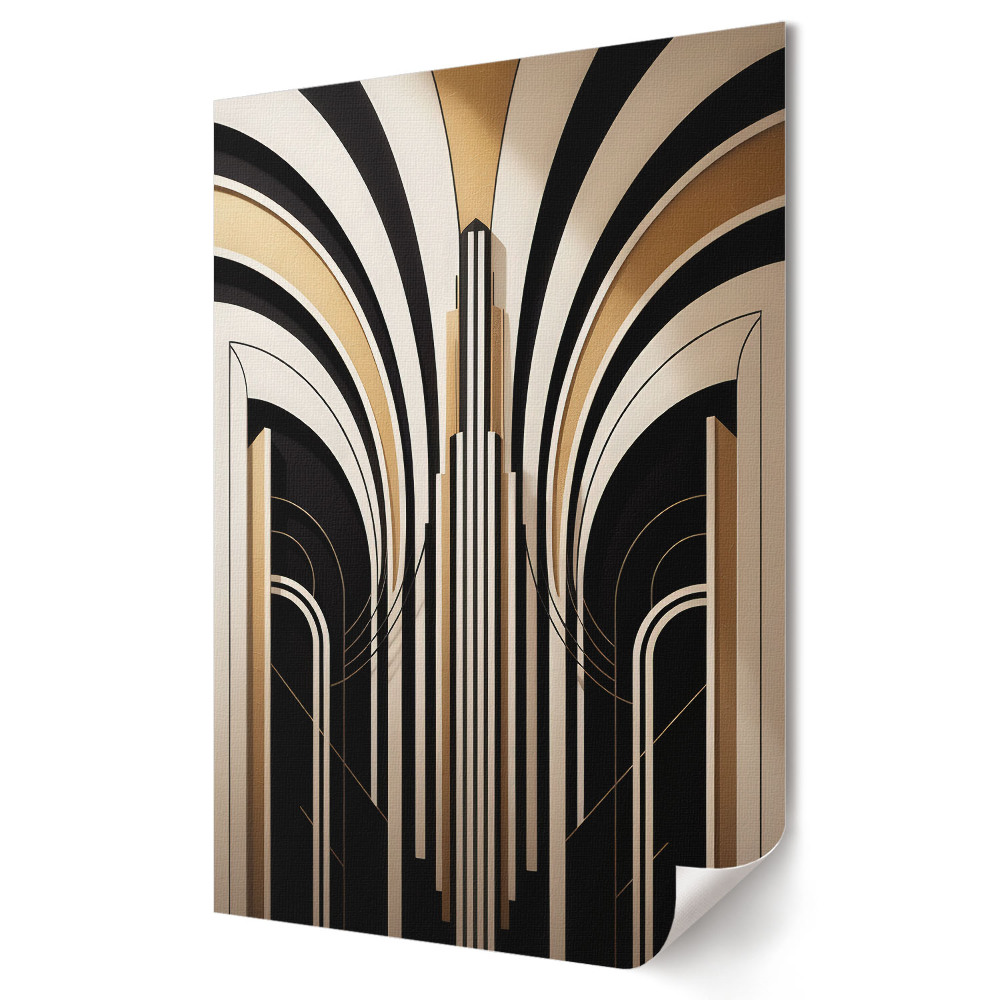 Moderní grafika na plátně Zlaté linie ve stylu art deco