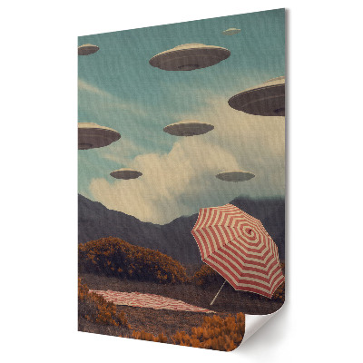 Tisk na plátno UFO nad klidnou krajinou s deštníkem