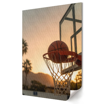 Plakát na zeď Západ slunce nad basketbalovým míčem