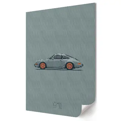 Minimalistický plakát na zeď s motivem Porsche 911