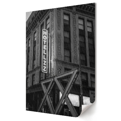 Moderní grafika na plátně Historický hotel v monochromatickém stylu