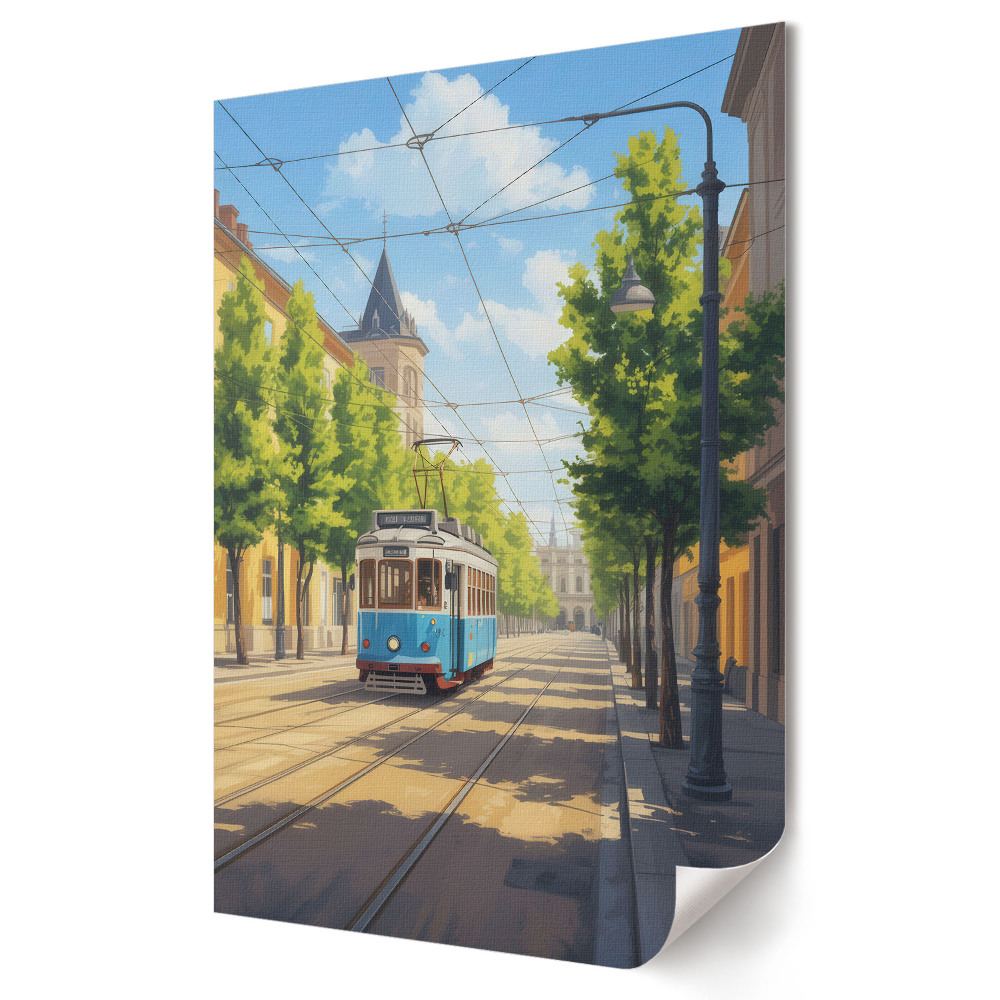 Tisk na plátno Okouzlující tramvaj v městské krajině