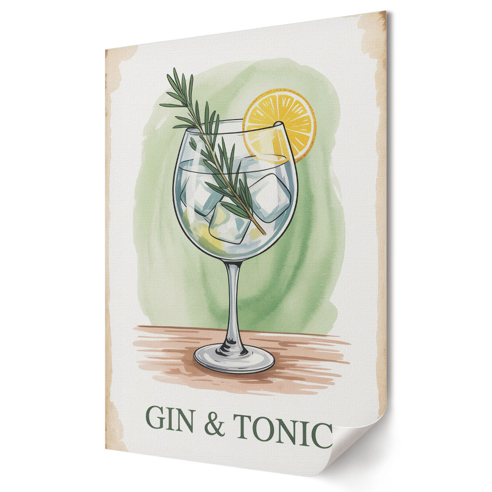 Tisk na plátno Osvěžující gin s tonikem ve sklenici