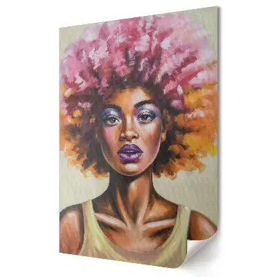 Tisk na plátno s portrétem barevného afro účesu