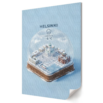 Nástěnná grafika na plátně Zimní kouzlo Helsinek ve skleněné kouli