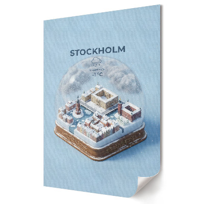 Nástěnná grafika na plátně Zimní kouzlo Stockholmu ve skle