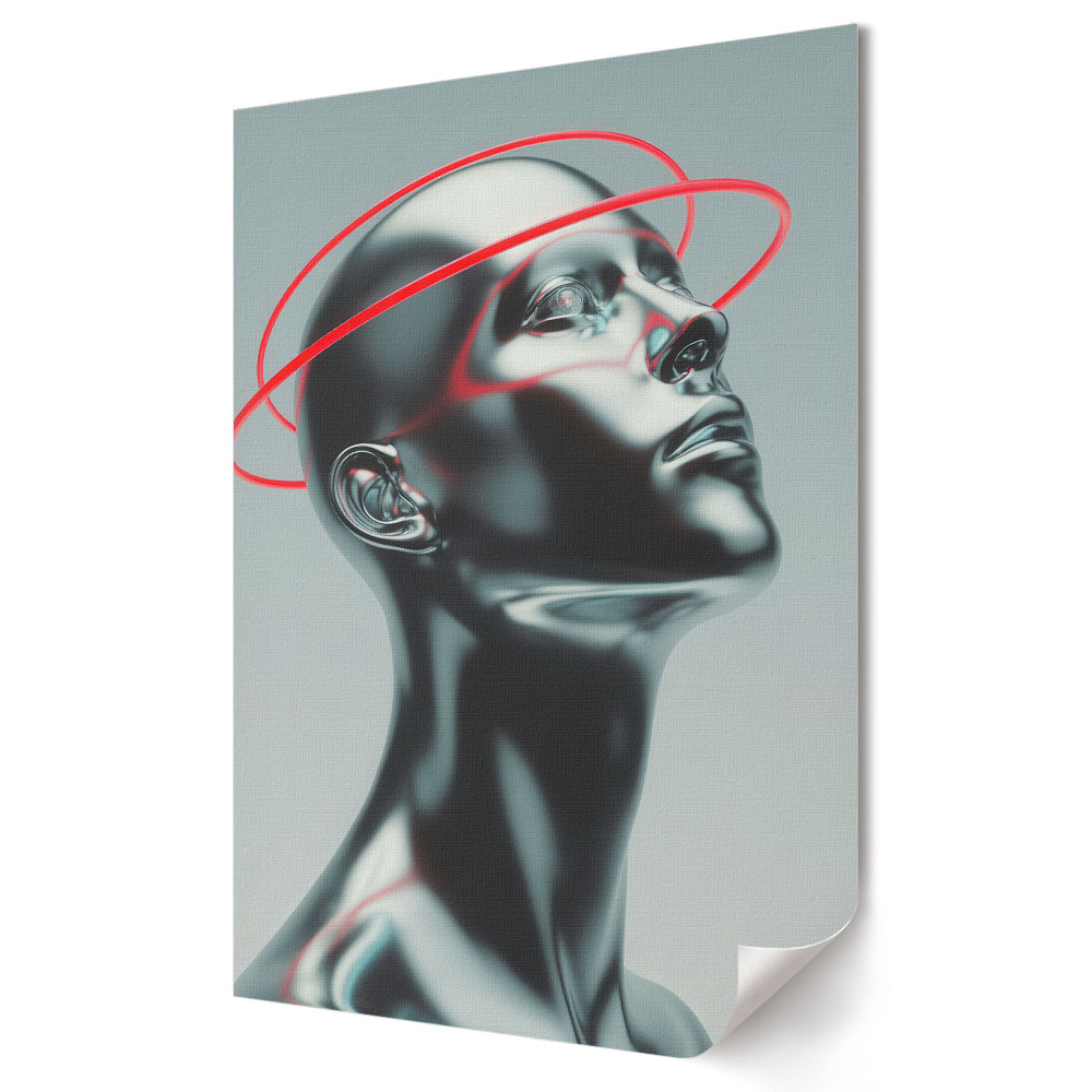 Nástěnná grafika na plátně Futuristická silueta s holografickým akcentem