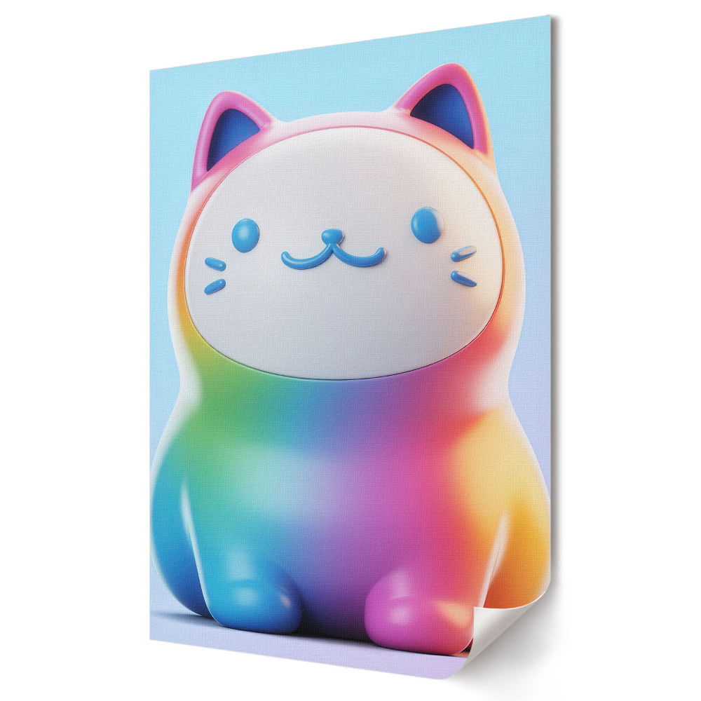Moderní grafika na plátně Barevné kawaii kotě